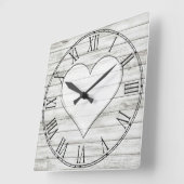 Rustikales schönes Holz Textur Herz Quadratische Wanduhr (Winkel)