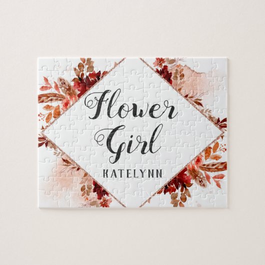 Rustikales Schönheitsblütenmädchen Gerahmte Bohemi Puzzle (Horizontal)