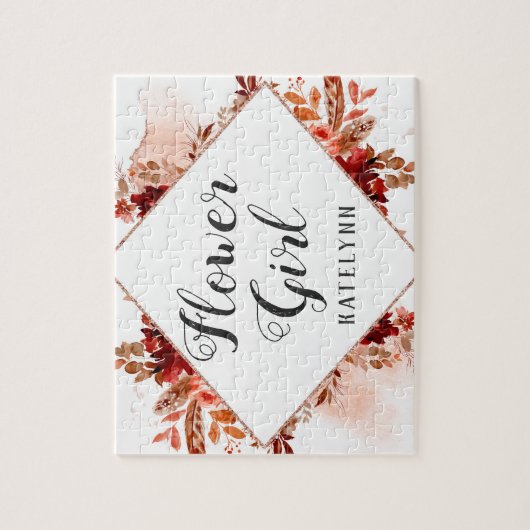 Rustikales Schönheitsblütenmädchen Gerahmte Bohemi Puzzle (Vertikal)