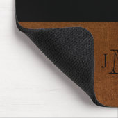 Rustikales Schwarz-Braun-Leder-Antler-Monogramm Mousepad (Ecke)