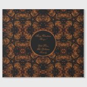 Rustikales, schwarz-braunes Orangensternmuster Geschenkpapier (Flach)