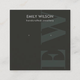 Rustikales, schwarz gefaltes Monogramm-Stuhlvorlag Quadratische Visitenkarte