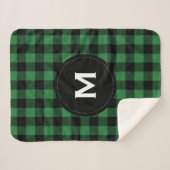 Rustikales Schwarz-Grün-Kariertes Muster Sherpadecke (Vorderseite (Horizontal))