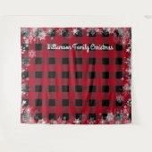 Rustikales Schwarz Karierter Schnee Weihnachtsstan Wandteppich (Vorderseite (Horizontal))