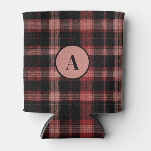 Rustikales Schwarz-Rot-Kariertes Muster Dosenkühler (Vorderseite)