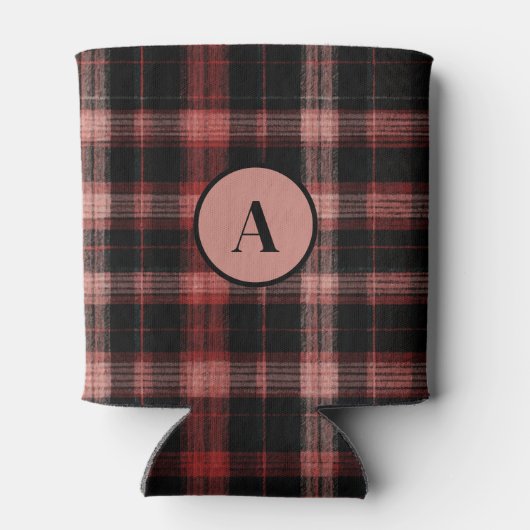 Rustikales Schwarz-Rot-Kariertes Muster Dosenkühler (Rückseite)