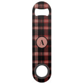 Rustikales Schwarz-Rot-Kariertes Muster Speed Flaschenöffner (Rückseite)