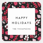 Rustikales Schwarz-Rot-Weihnachtsmuster Quadratischer Aufkleber (Vorderseite)