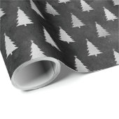 Rustikales, schwarz-silbernes Weihnachtsbaummuster Geschenkpapier (Rolleneckpunkt)