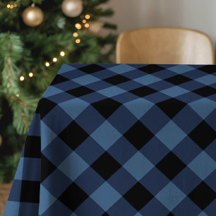 Rustikales Schwarz und Blau Buffalo Kariert Tischdecke