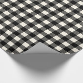 Rustikales Schwarz und Off White Buffalo Karierte Geschenkpapier (Ecke)