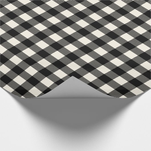 Rustikales Schwarz und Off White Buffalo Karierte Geschenkpapier (Ecke)