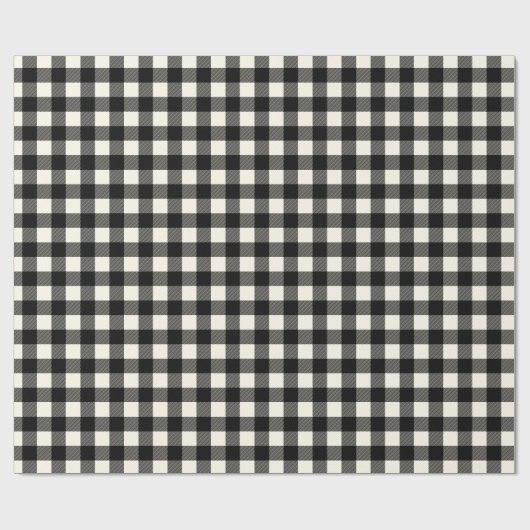 Rustikales Schwarz und Off White Buffalo Karierte Geschenkpapier (Flach)