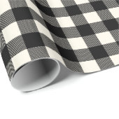 Rustikales Schwarz und Off White Buffalo Karierte Geschenkpapier (Rolleneckpunkt)