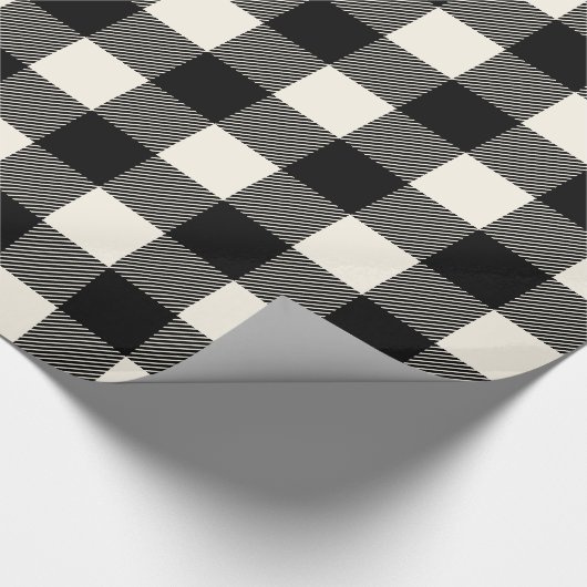 Rustikales Schwarz und Off White Buffalo Karierte  Geschenkpapier (Ecke)