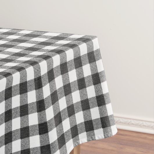Rustikales Schwarz und Weiß Gingham | Checked Tischdecke (Beispiel)