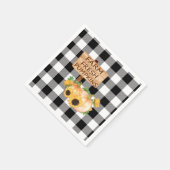 Rustikales Schwarz und Weiß Kariert mit Herbstpump Serviette (Ecke)