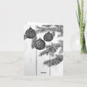 Rustikales Schwarz und Weiß Minimalistisch frohe W Karte (Rückseite)