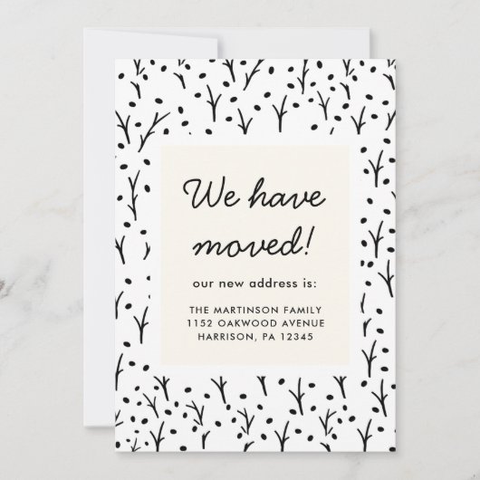 Rustikales Schwarz und Weiß - neue Adresse Ankündigung (Vorderseite)