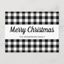 Rustikales Schwarz und Weiß Plaid frohe Weihnachte