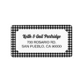 Rustikales Schwarz und Weißbüffel Kariert Adressaufkleber (Vorne)