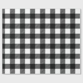 Rustikales Schwarz und Weißes Buffalo Karierte Wei Geschenkpapier (Flach)
