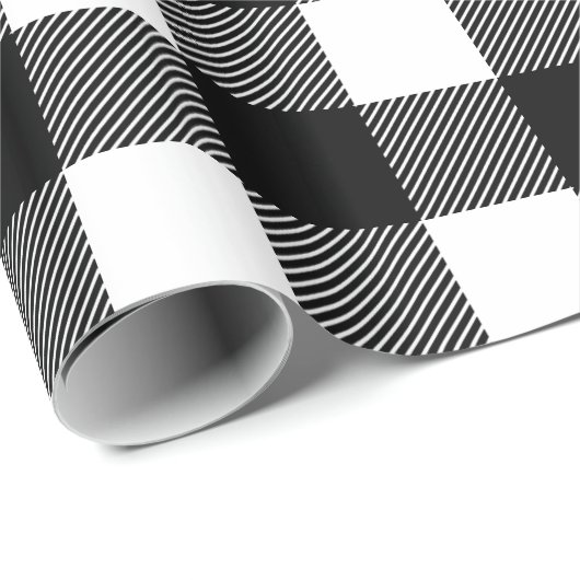 Rustikales Schwarz und Weißes Buffalo Karierte Wei Geschenkpapier (Rolleneckpunkt)