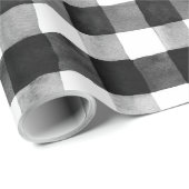 Rustikales Schwarz und Weißes Buffalo Karo Weihnac Geschenkpapier (Rolleneckpunkt)