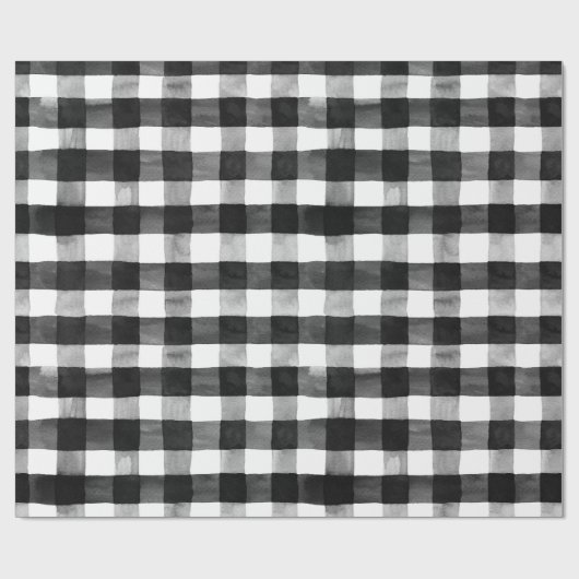 Rustikales Schwarz und Weißes Buffalo Karo Weihnac Geschenkpapier (Flach)