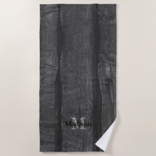 Rustikales Schwarz-Weiß-Altholz-Monogramm Strandtuch