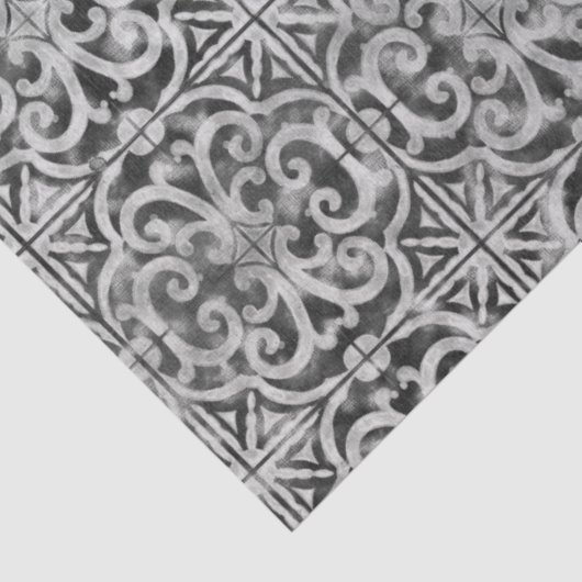 Rustikales Schwarz-Weiß Bauernhaus Tile Decoupage Seidenpapier (Ausschnitt)