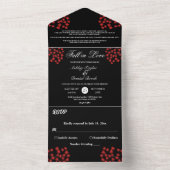 Rustikales Schwarz-Weiß-Blätter Hochzeit im Herbst All In One Einladung (Innen Boden)