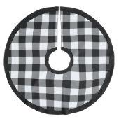 Rustikales Schwarz-Weiß-Buffalo Kariert Polyester Weihnachtsbaumdecke (Vorderseite)