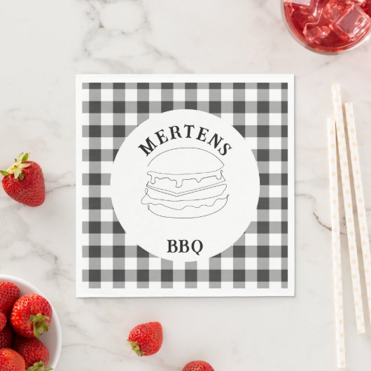 Rustikales Schwarz-Weiß-Buffalo Kariert Serviette (Beispiel)