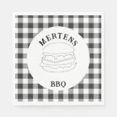 Rustikales Schwarz-Weiß-Buffalo Kariert Serviette (Vorderseite)