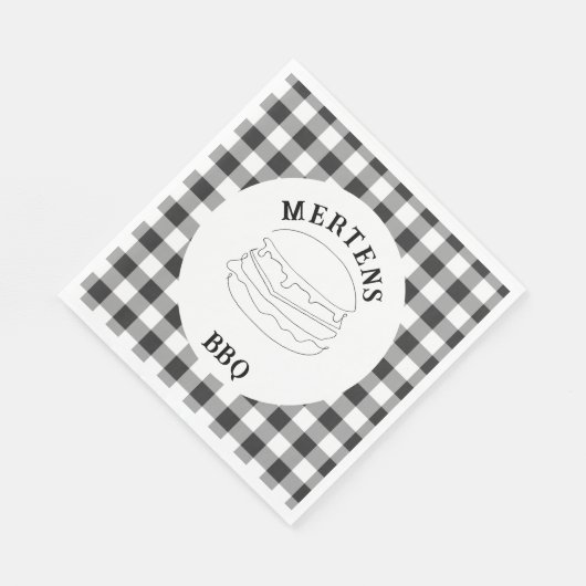Rustikales Schwarz-Weiß-Buffalo Kariert Serviette (Ecke)