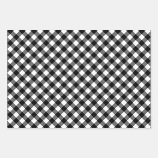 Rustikales Schwarz-weiß Buffalo Kariert Snowflake Geschenkpapier Set (Vorderseite 2)