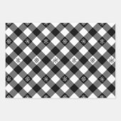 Rustikales Schwarz-weiß Buffalo Kariert Snowflake Geschenkpapier Set (Vorderseite)