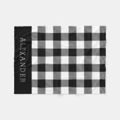 Rustikales Schwarz-Weiß-Buffalo-Karo Monogramm Fleecedecke (Vorderseite (Horizontal))