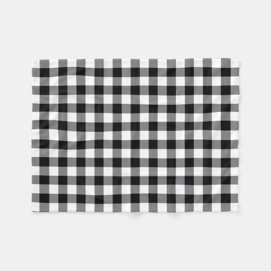 Rustikales Schwarz-Weiß-Büffel Kariert Fleecedecke (Vorderseite (Horizontal))