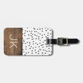 Rustikales Schwarz-Weiß-Dot-Monogramm Gepäckanhänger (Vorderseite horizontal)