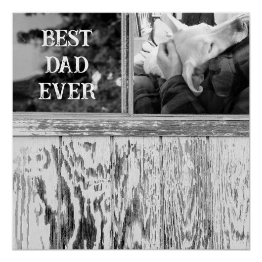 Rustikales Schwarz-Weiß-Foto aus Holz und Windows Poster (Vorderseite)