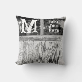 Rustikales Schwarz-Weiß-Foto Bester Vater je Kissen