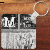 Rustikales Schwarz-Weiß-Foto Bester Vater je Schlüsselanhänger (Rückseite)