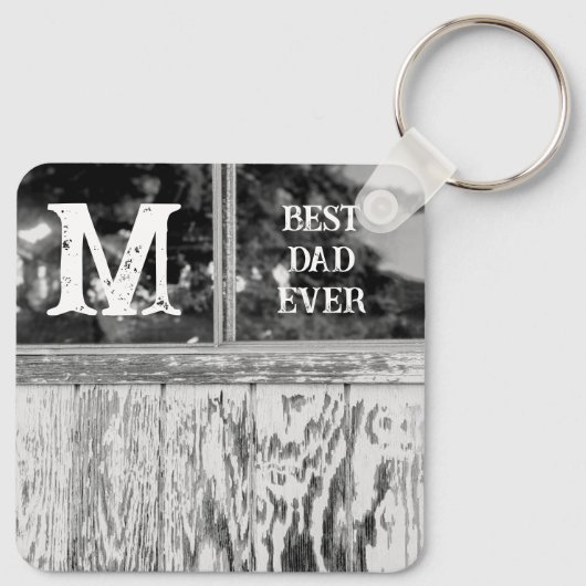 Rustikales Schwarz-Weiß-Foto Bester Vater je Schlüsselanhänger (Rückseite)