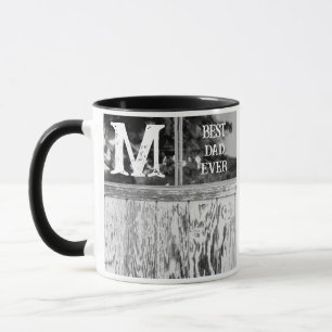 Rustikales Schwarz-Weiß-Foto Bester Vater je Tasse