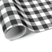 Rustikales Schwarz-Weiß-Gingham-Muster Geschenkpapier (Rolleneckpunkt)
