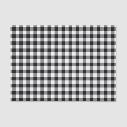 Rustikales Schwarz-Weiß-Gingham-Muster Seidenpapier (Vorderseite)