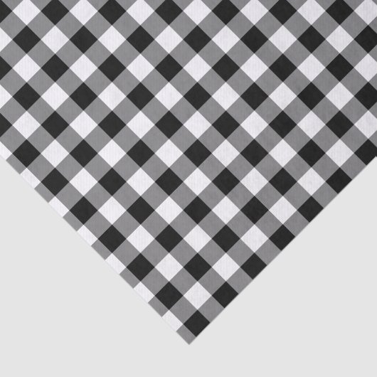 Rustikales Schwarz-Weiß-Gingham-Muster Seidenpapier (Ausschnitt)