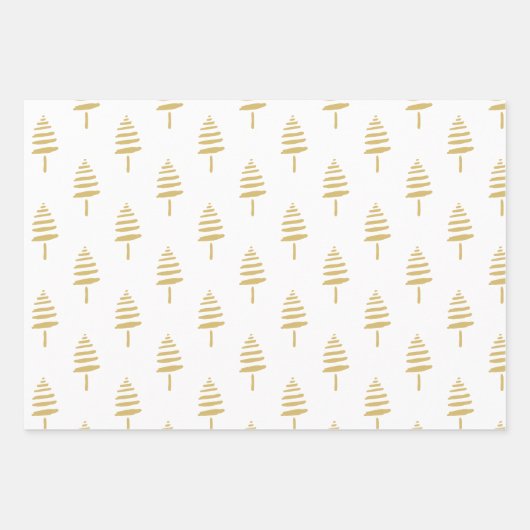 Rustikales Schwarz-weiß & Gold Evergreen Weihnacht Geschenkpapier Set (Vorderseite 3)